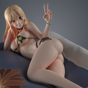 Marin Kitagawa on bed STL