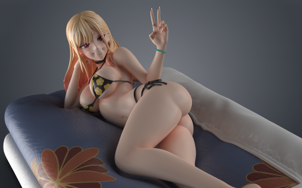 Marin Kitagawa on bed STL